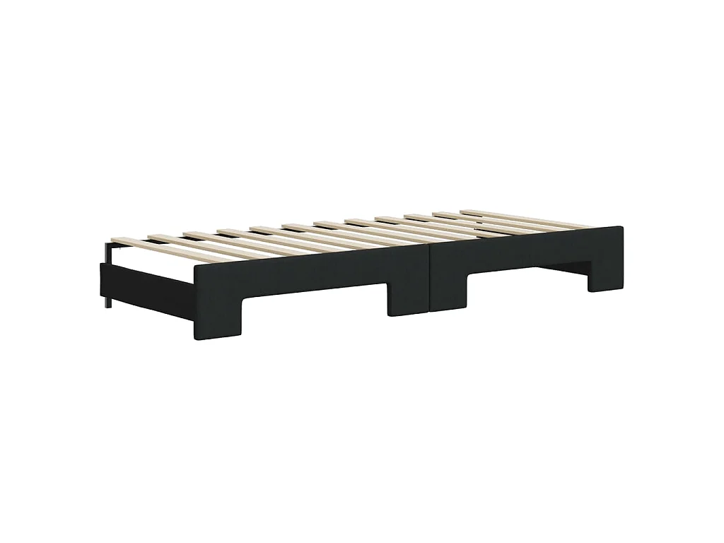 Sofá-cama com gavetão e gavetas 100x200 cm tecido preto