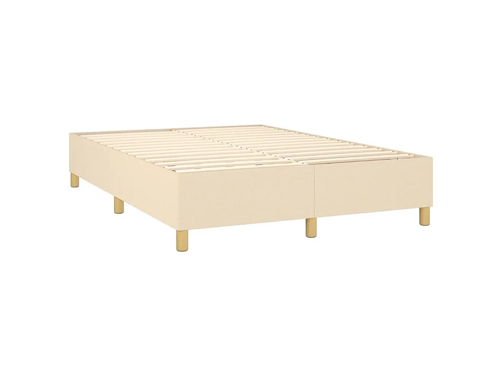 Sommier à lattes de lit et matelas et LED Crème 140x190cm Tissu