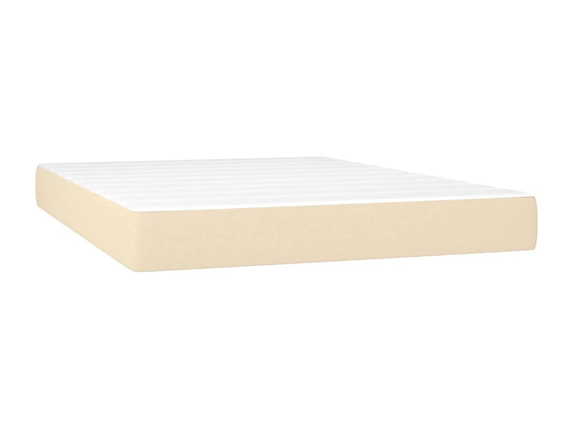 Sommier à lattes de lit et matelas et LED Crème 140x190cm Tissu