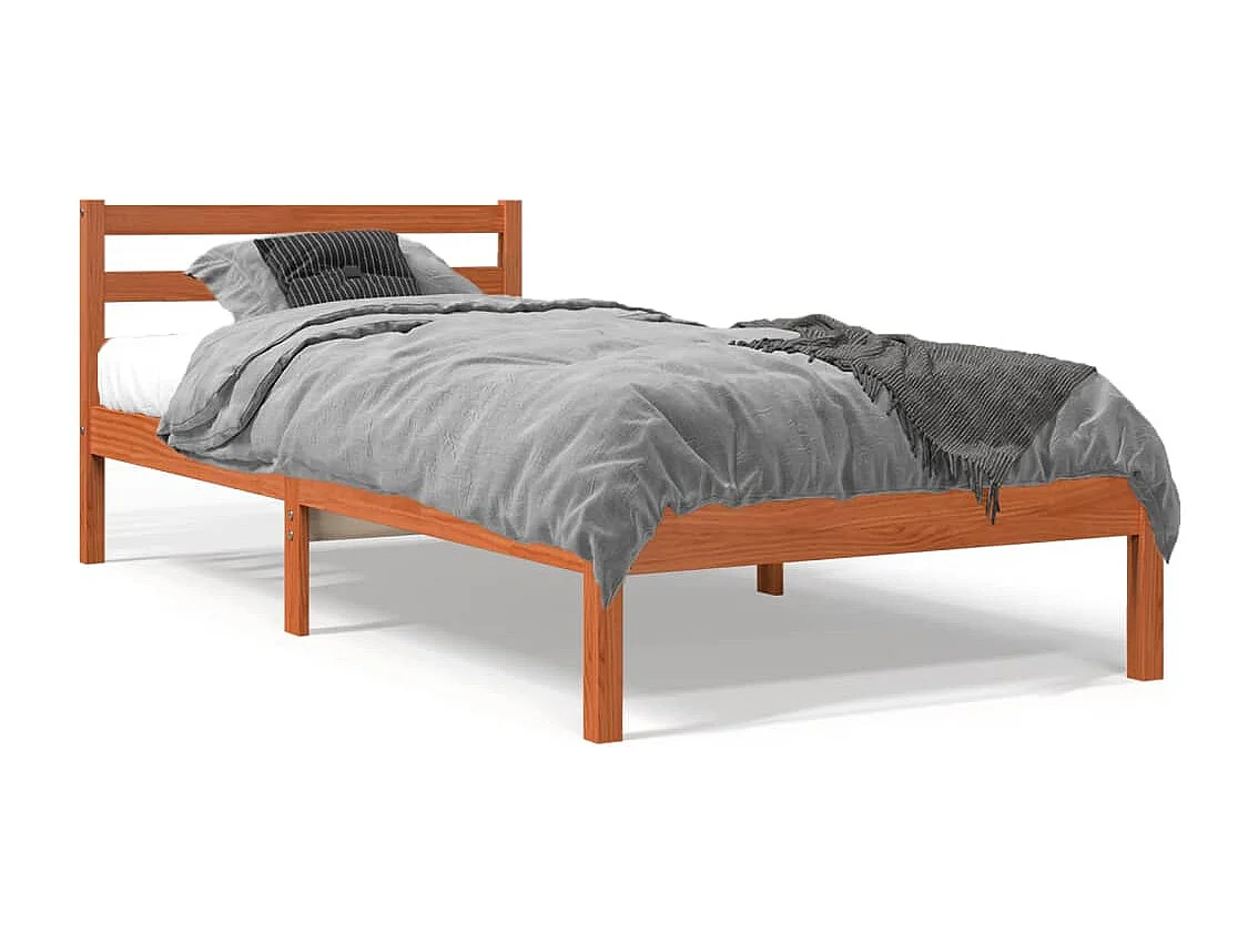 Bedframe zonder matras massief grenenhout wasbruin 100x200 cm