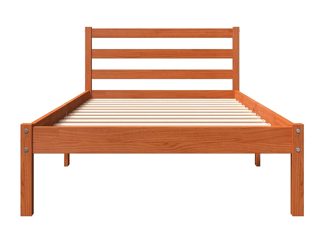 Bedframe zonder matras massief grenenhout wasbruin 100x200 cm