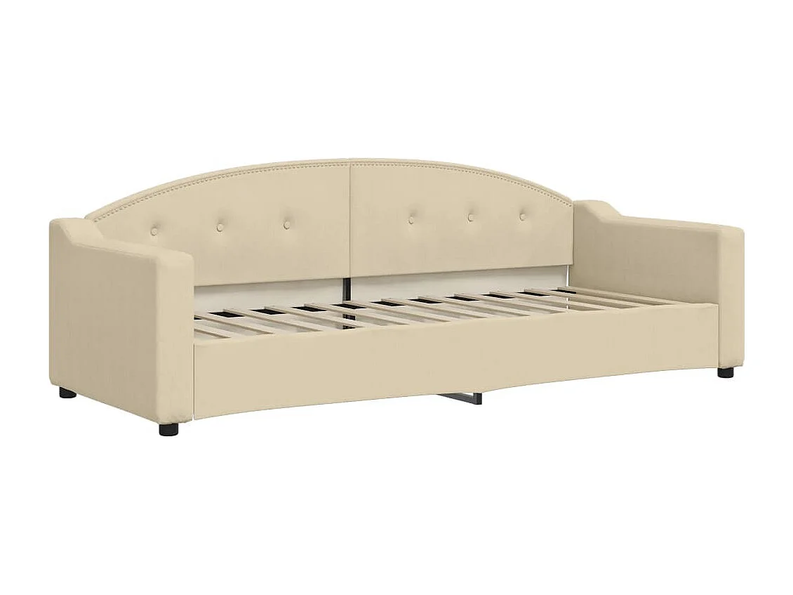 Tagesbett Ausziehbar mit Schubladen Creme 80x200 cm Stoff