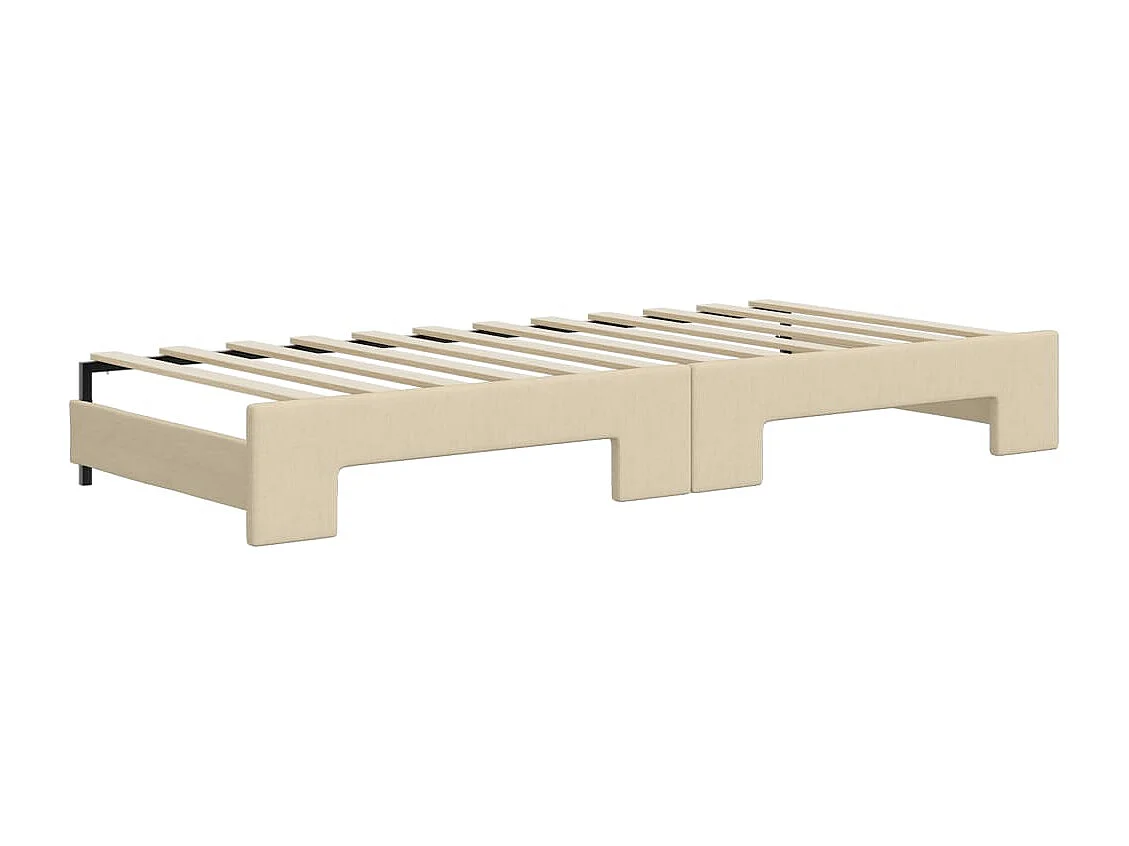 Tagesbett Ausziehbar mit Schubladen Creme 80x200 cm Stoff
