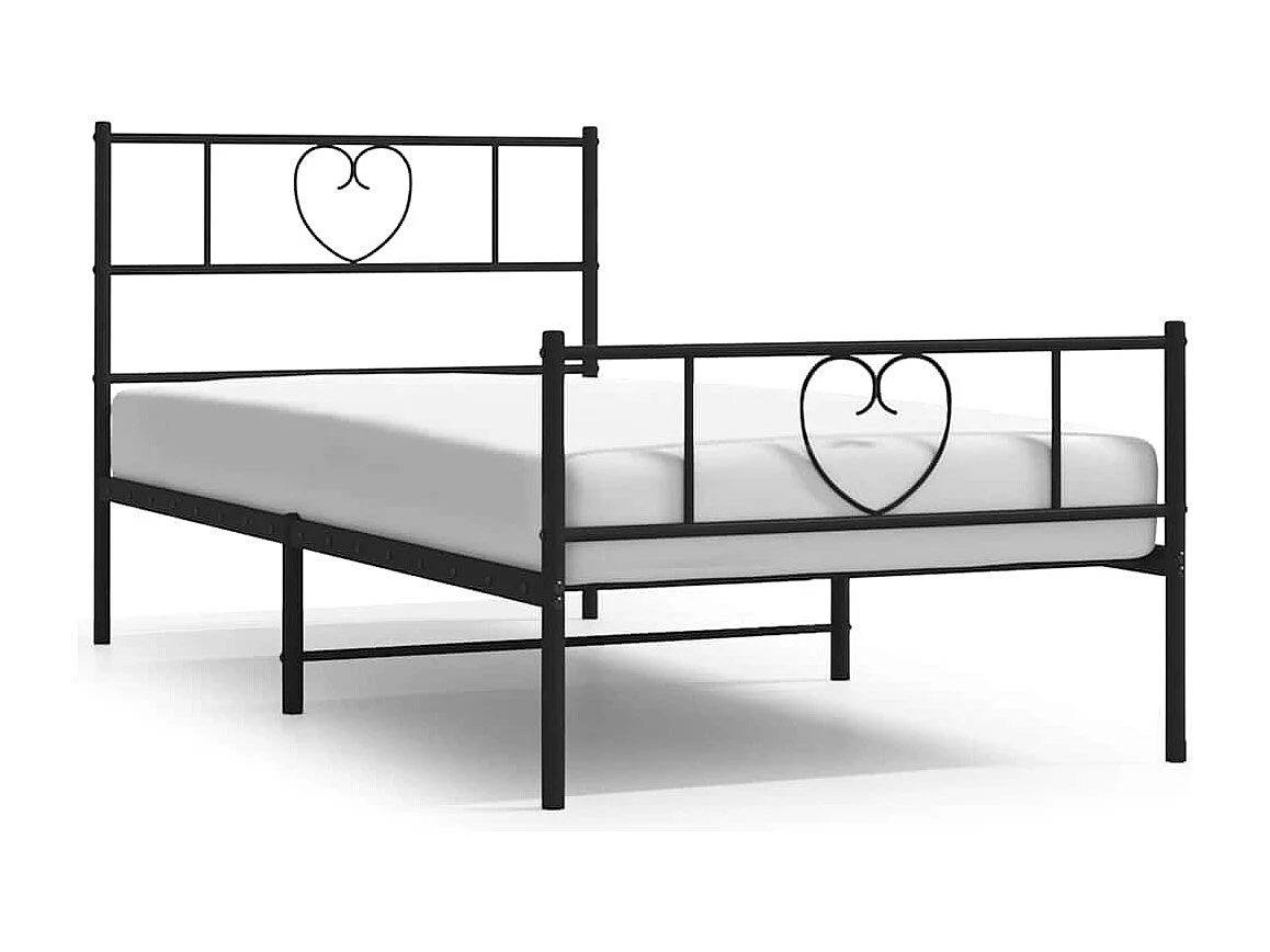 Giroletto con Testiera e Pediera Metallo Nero 100x200 cm