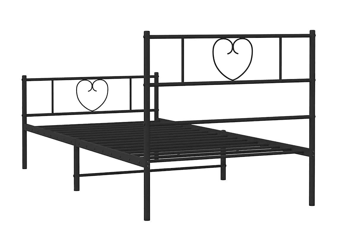 Giroletto con Testiera e Pediera Metallo Nero 100x200 cm