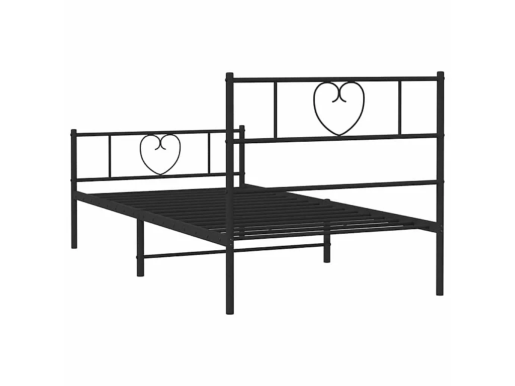 Cadre de lit métal sans matelas et pied de lit noir 100x200 cm