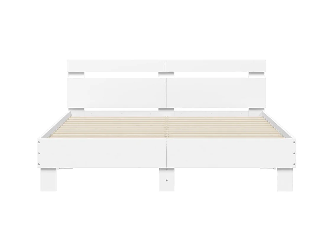 Giroletto con Testiera Bianco 140x190 cm in Legno Multistrato