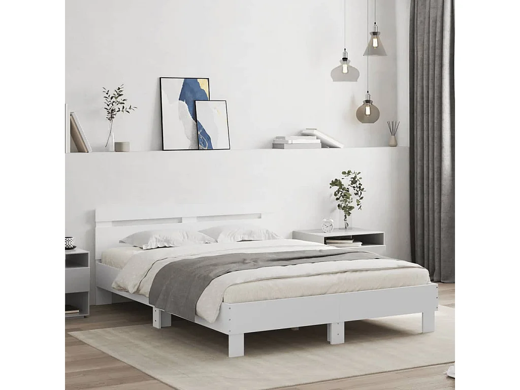 Cadre de lit sans matelas blanc 140x190 cm