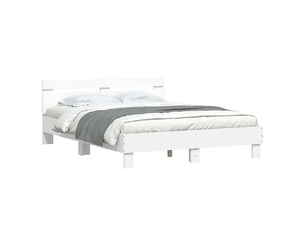 Giroletto con Testiera Bianco 140x190 cm in Legno Multistrato