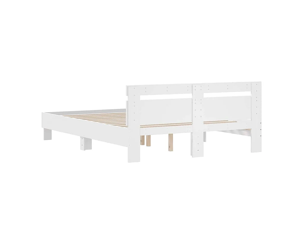 Giroletto con Testiera Bianco 140x190 cm in Legno Multistrato