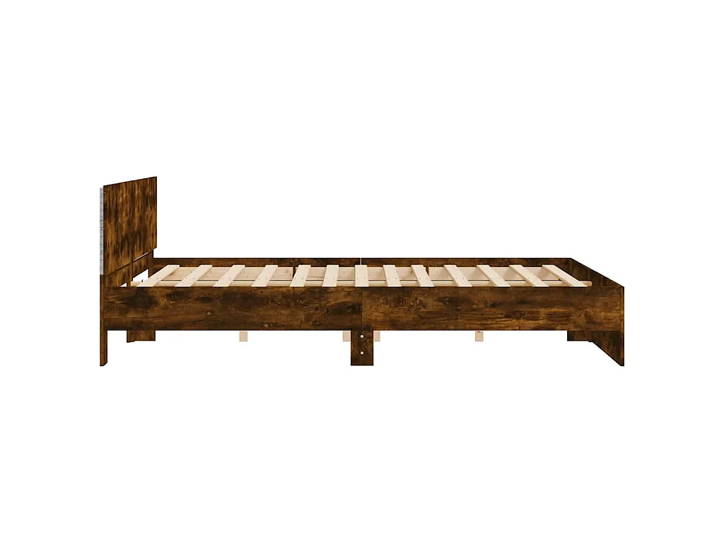 Bedframe met hoofdeinde en LED gerookt eikenkleurig 200x200 cm