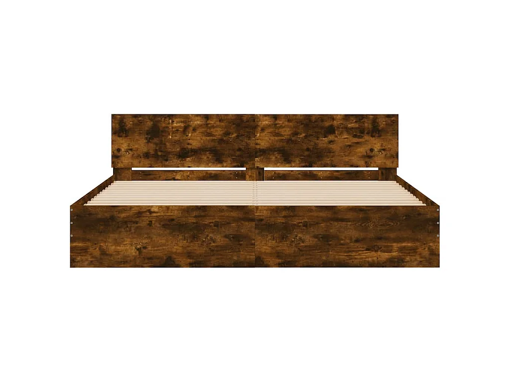 Bedframe met hoofdeinde en LED gerookt eikenkleurig 200x200 cm