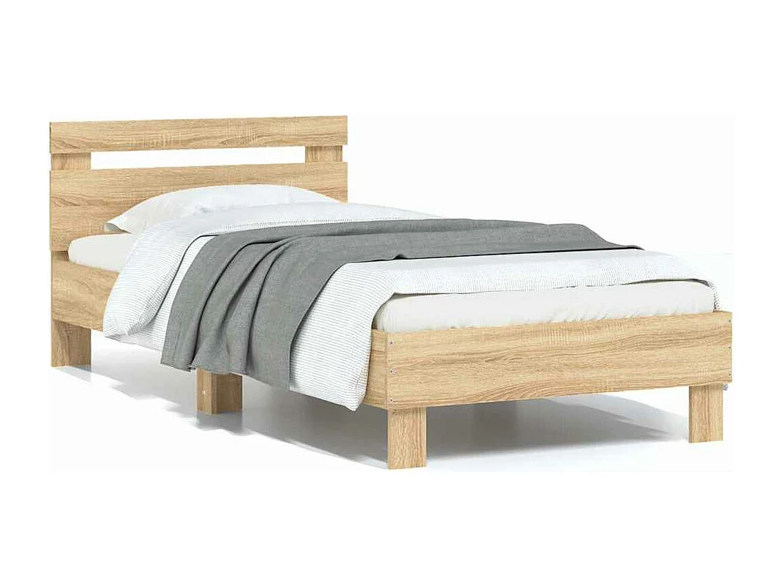 Bedframe met hoofdbord zonder matras sonoma eiken 75x190 cm