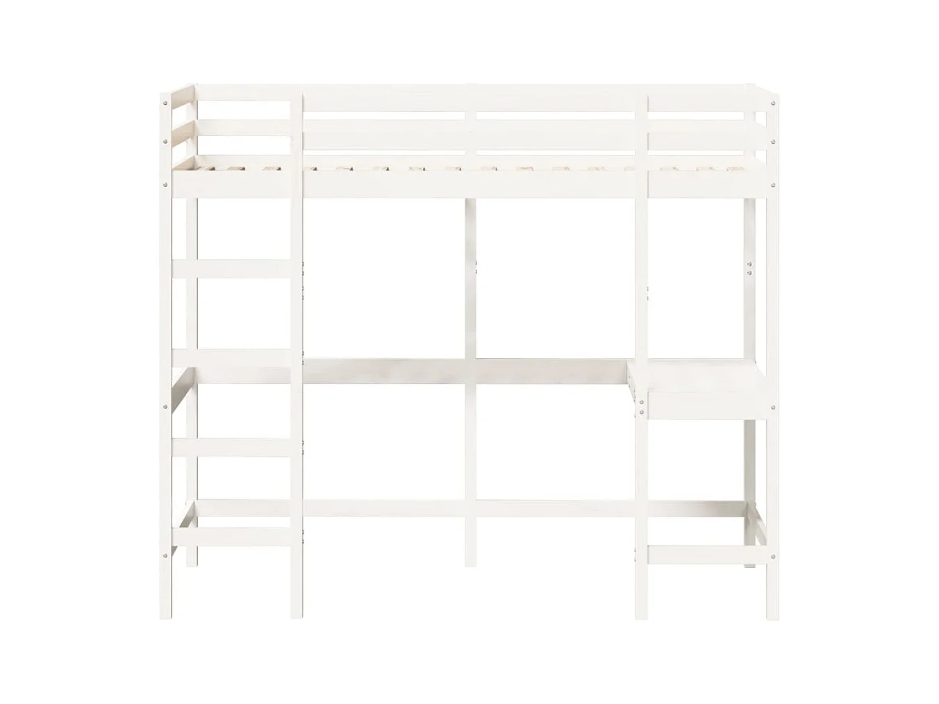 Cama alta con escritorio madera maciza pino blanca 90x190 cm