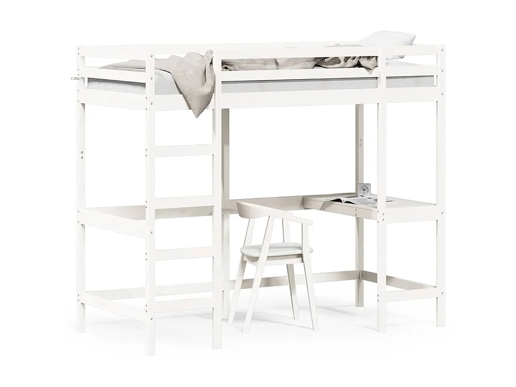 Lit superposé sans matelas blanc 90x190 cm bois de pin massif