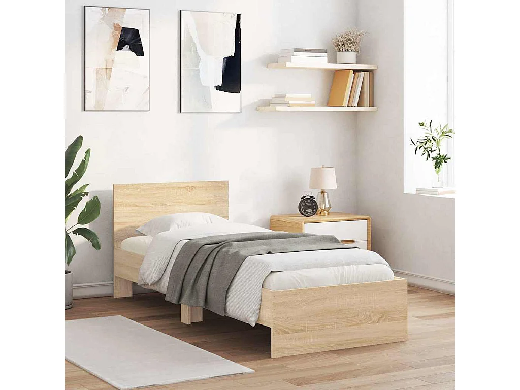 Cadre de lit sans matelas avec tête de lit 90x200 cm