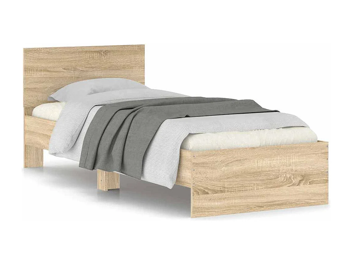 Bettgestell ohne Matratze mit Kopfteil Sonoma-Eiche 90x200 cm
