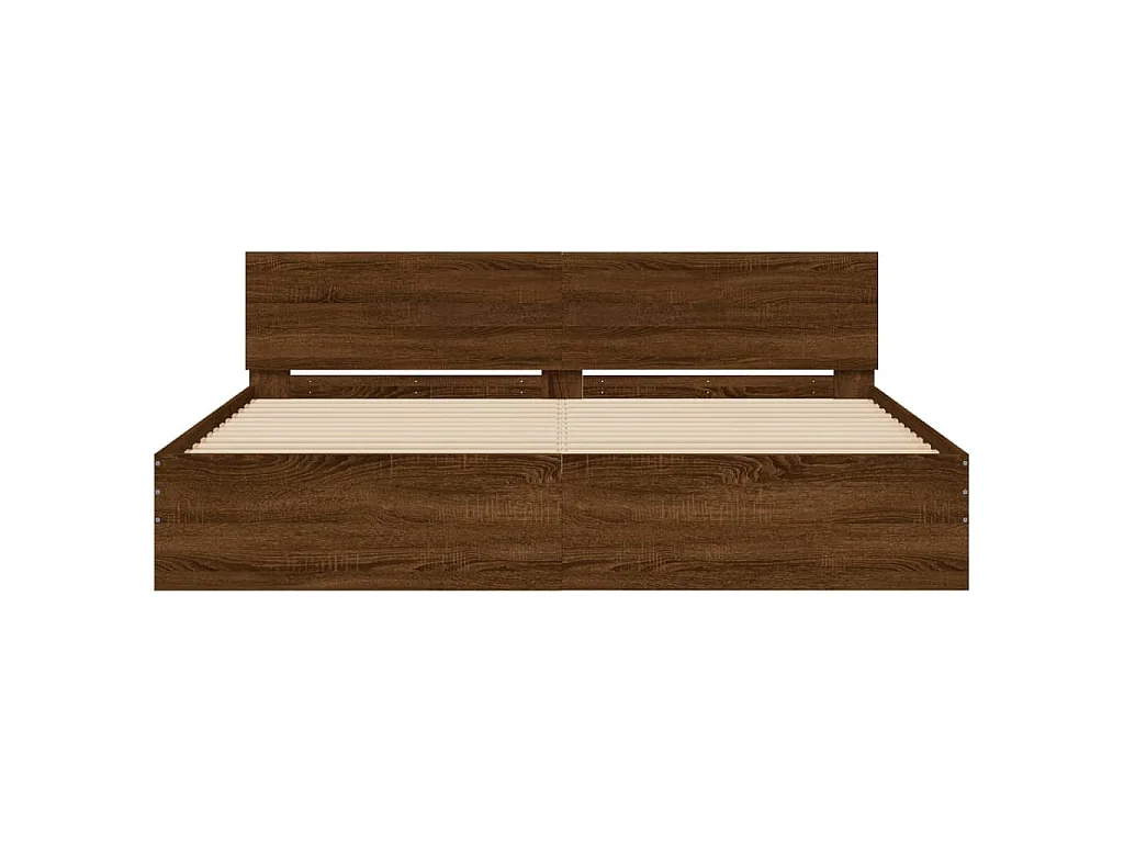 Estrutura cama cabeceira/luzes LED 200x200cm carvalho castanho