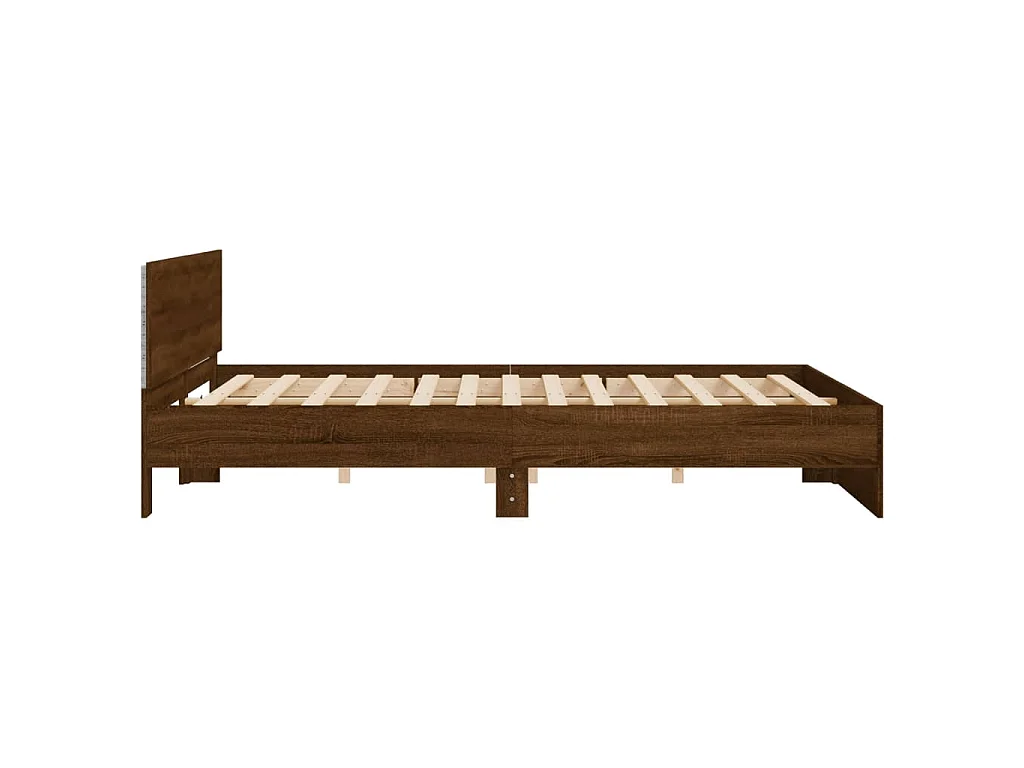 Estrutura cama cabeceira/luzes LED 200x200cm carvalho castanho