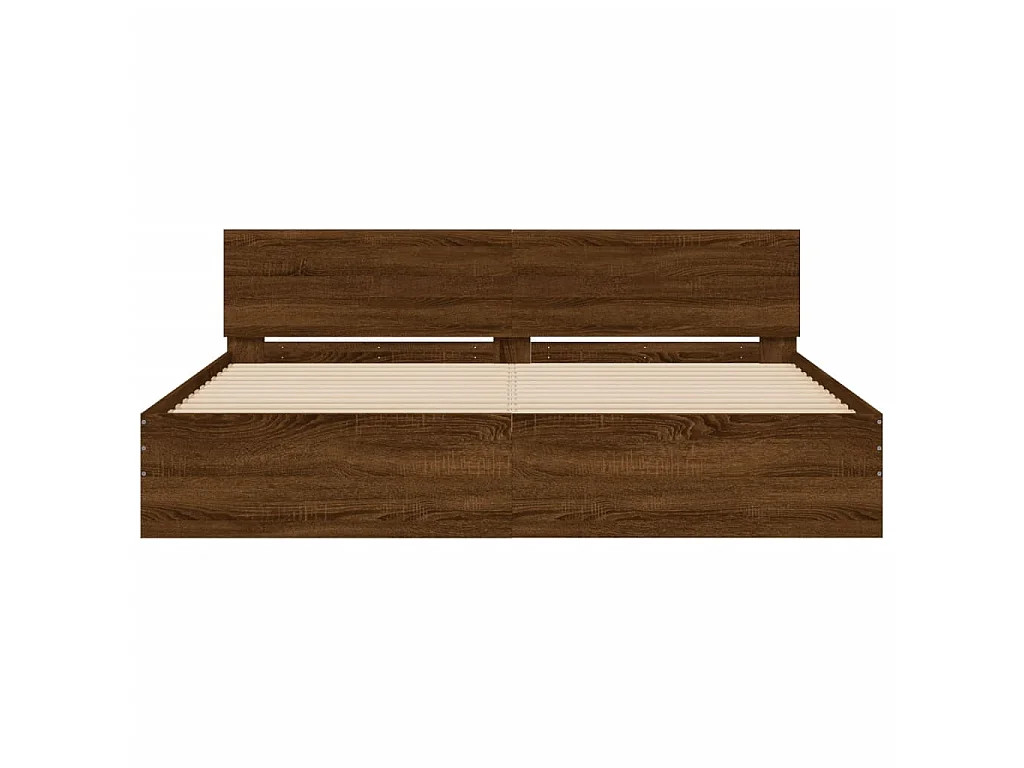 Cadre de lit avec LED sans matelas chêne marron 200x200 cm