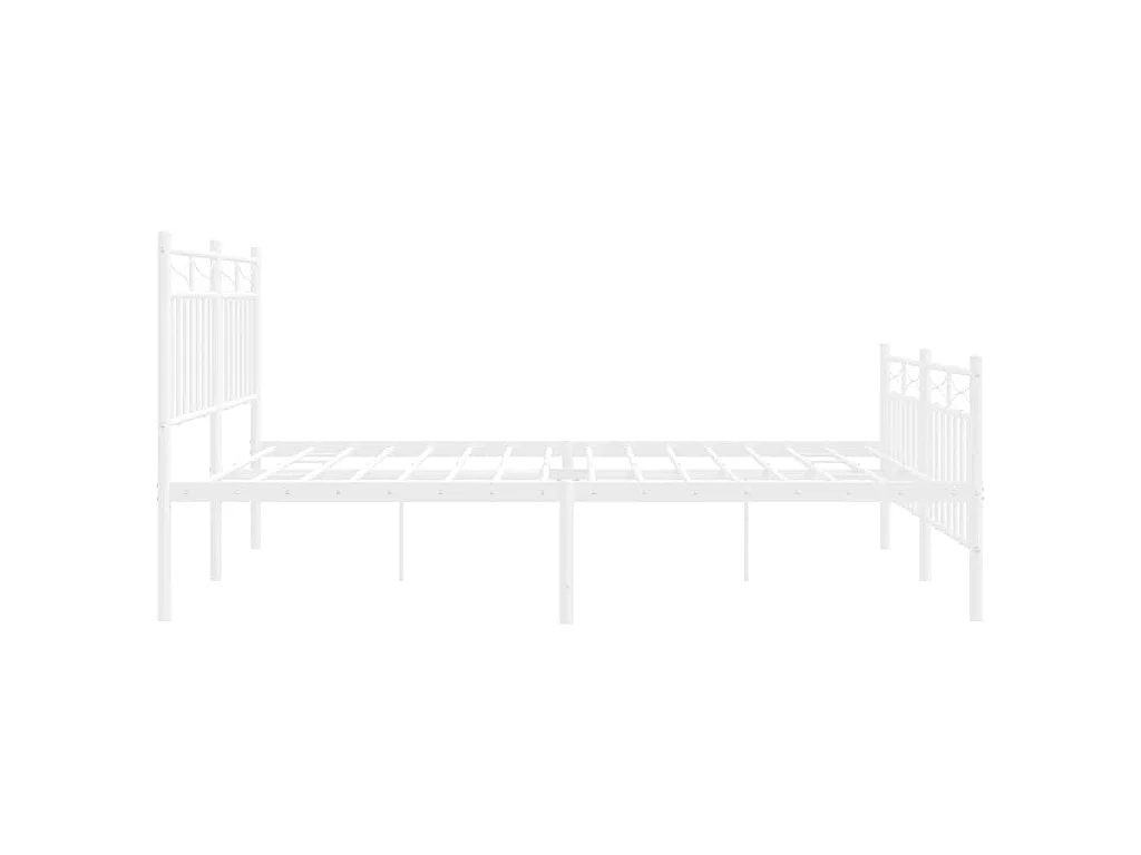Cadre de lit métal sans matelas et pied de lit blanc 135x190 cm