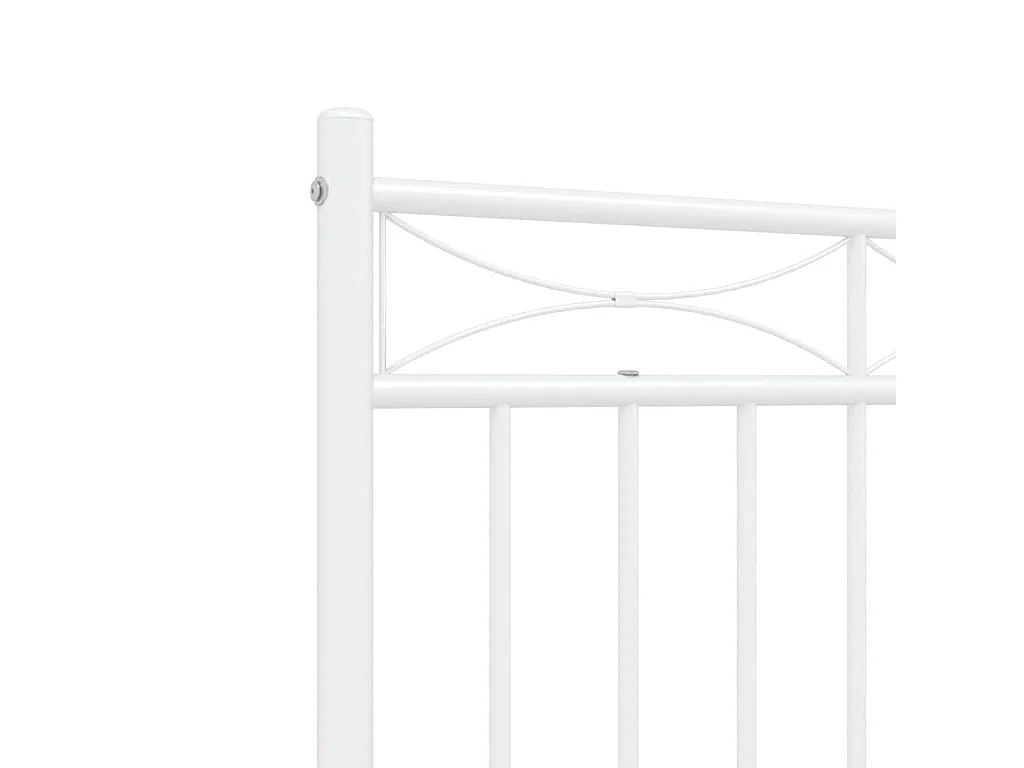 Cadre de lit métal sans matelas et pied de lit blanc 135x190 cm