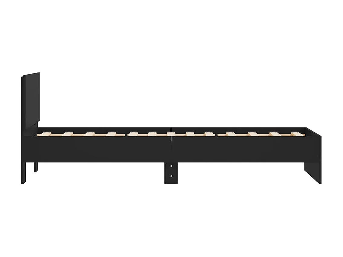 Giroletto con Testiera Nero 75x190 cm in Legno Multistrato