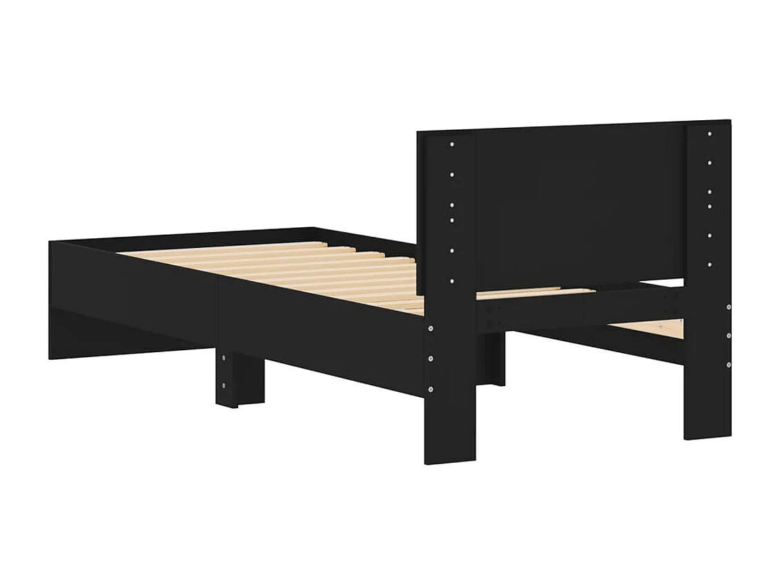 Giroletto con Testiera Nero 75x190 cm in Legno Multistrato