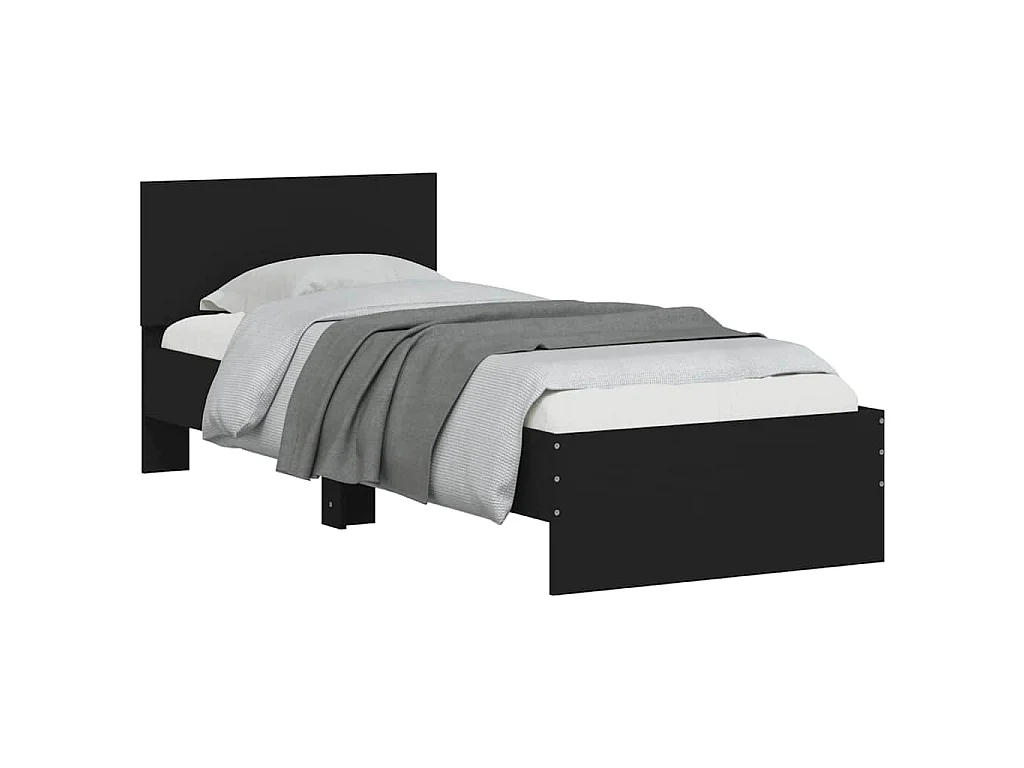Cadre de lit sans matelas avec tête de lit noir 75x190 cm