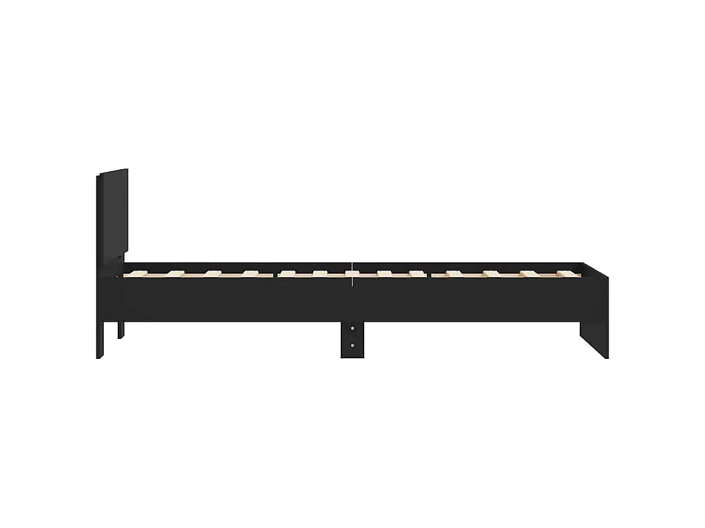 Cadre de lit sans matelas avec tête de lit noir 75x190 cm