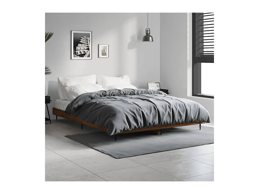 Estrutura cama s/ colchão derivados madeira carvalho castanho