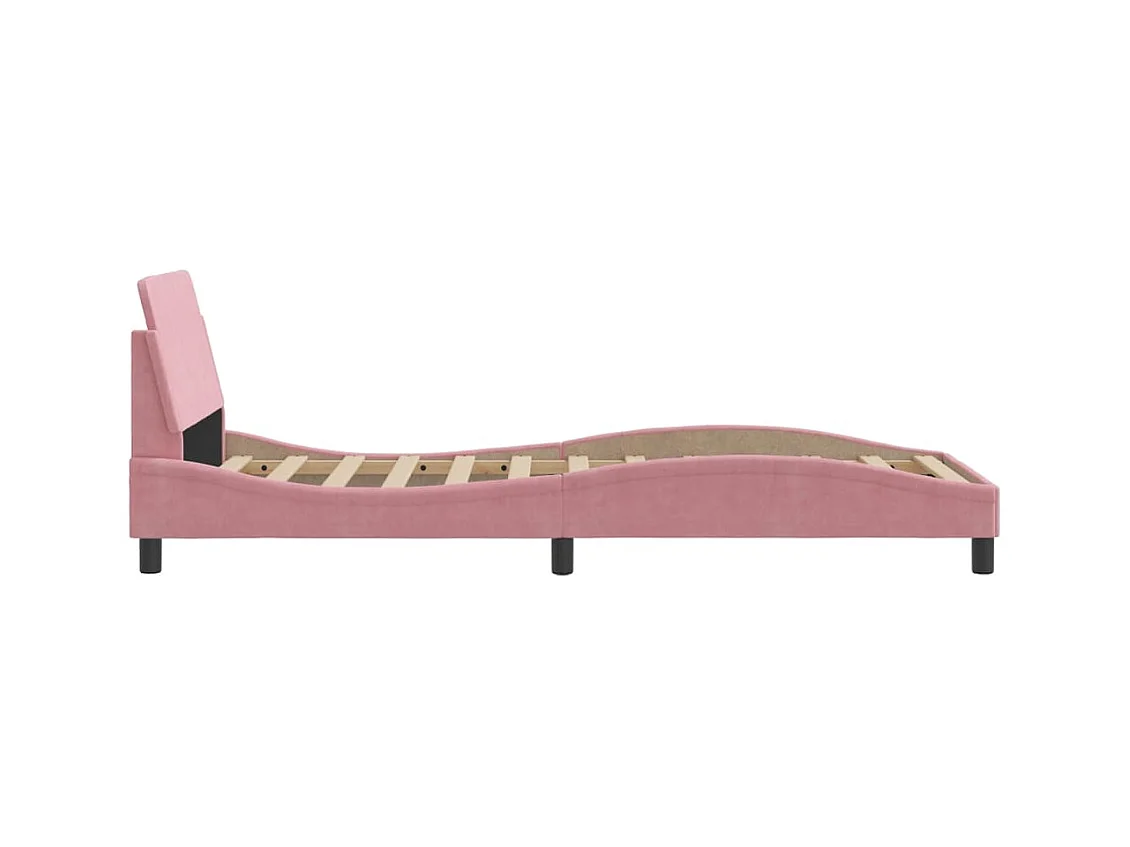 Giroletto con Testiera senza Materasso Rosa 90x190 cm Velluto