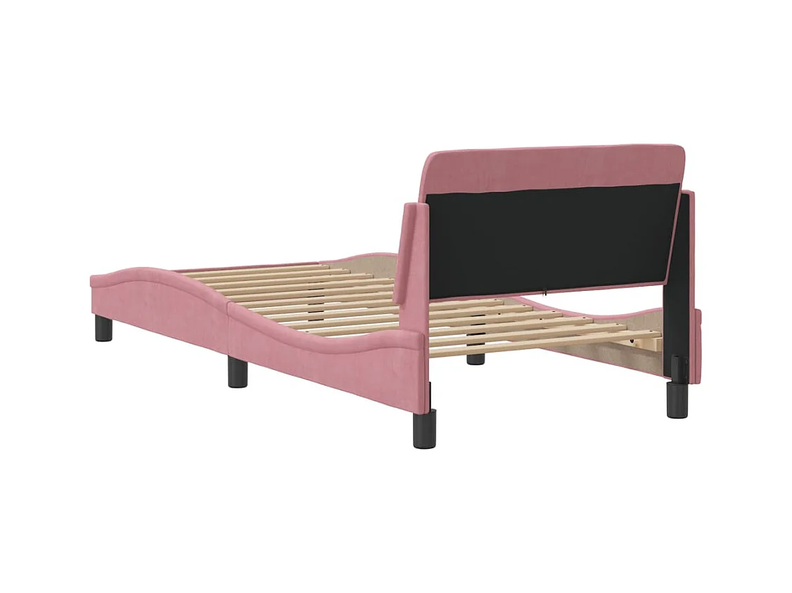 Giroletto con Testiera senza Materasso Rosa 90x190 cm Velluto