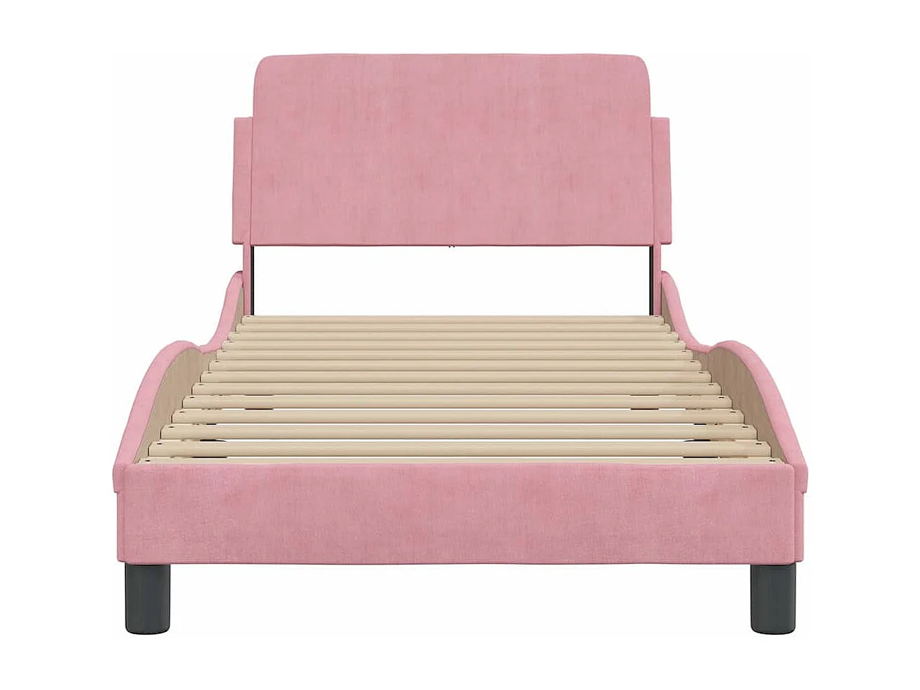 Cadre de lit avec tête de lit Dover rose 90x190 cm velours