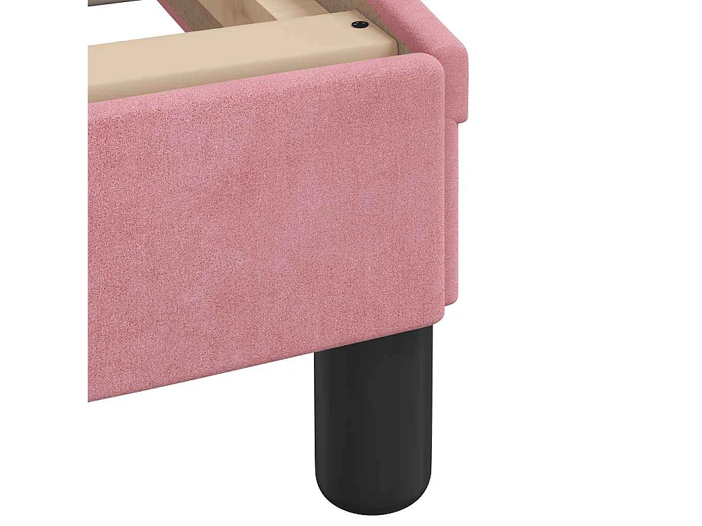 Cadre de lit avec tête de lit Dover rose 90x190 cm velours