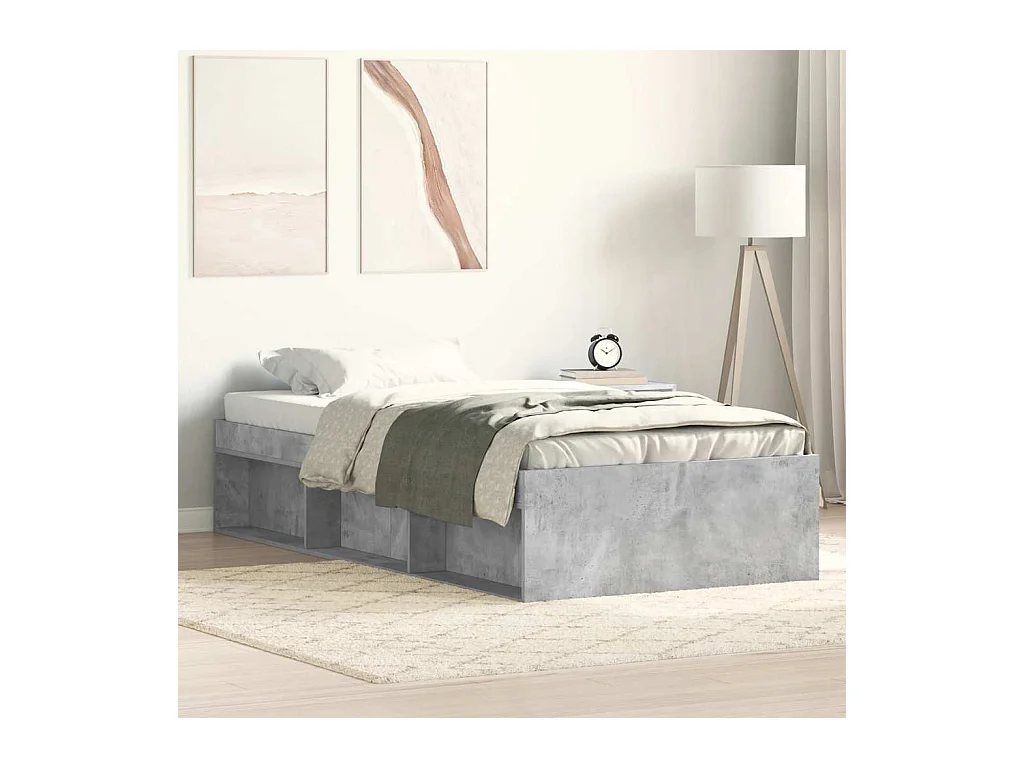 Cadre de lit sans matelas gris béton 90x190 cm