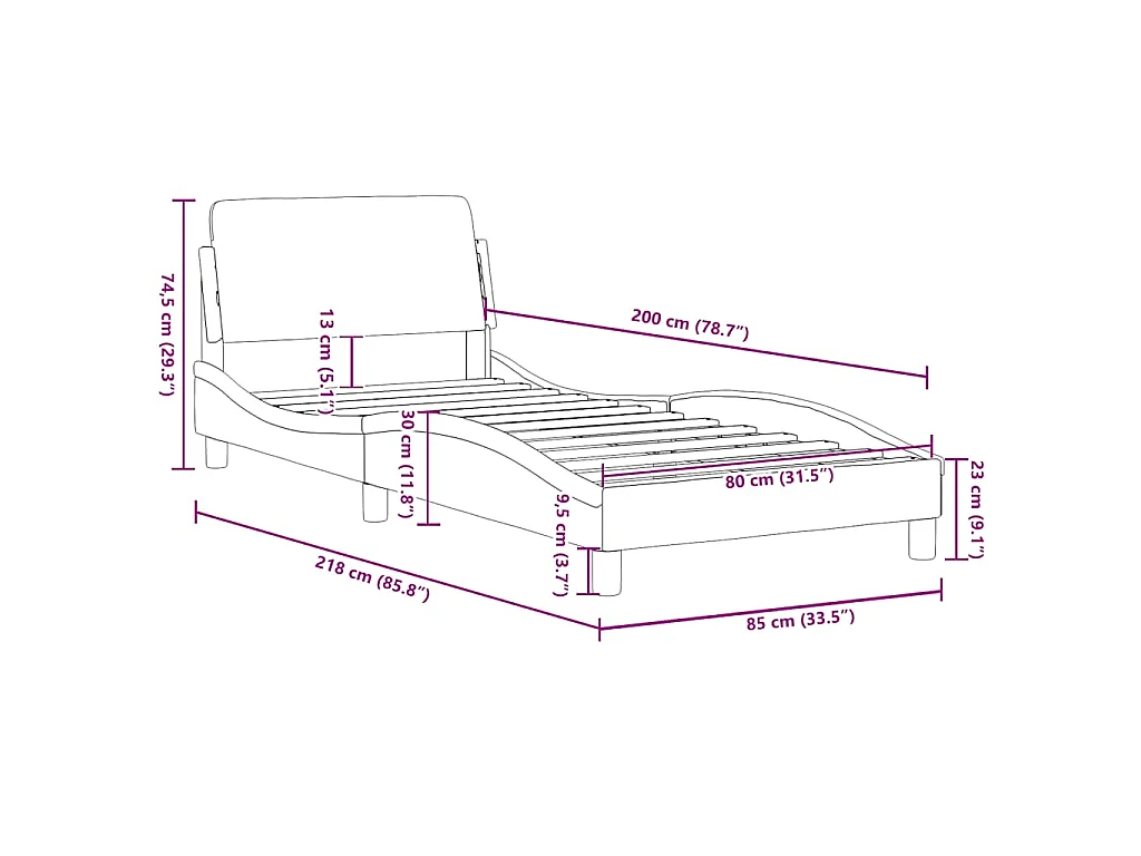 Bedframe met hoofdeinde "Dover" 80x200 cm stof zwart