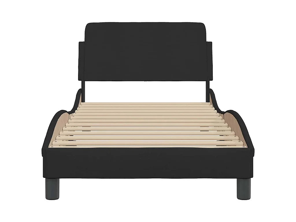Cadre de lit avec tête de lit Dover noir 80x200 cm tissu