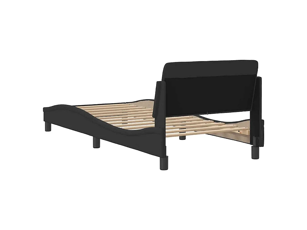 Cadre de lit avec tête de lit Dover noir 80x200 cm tissu
