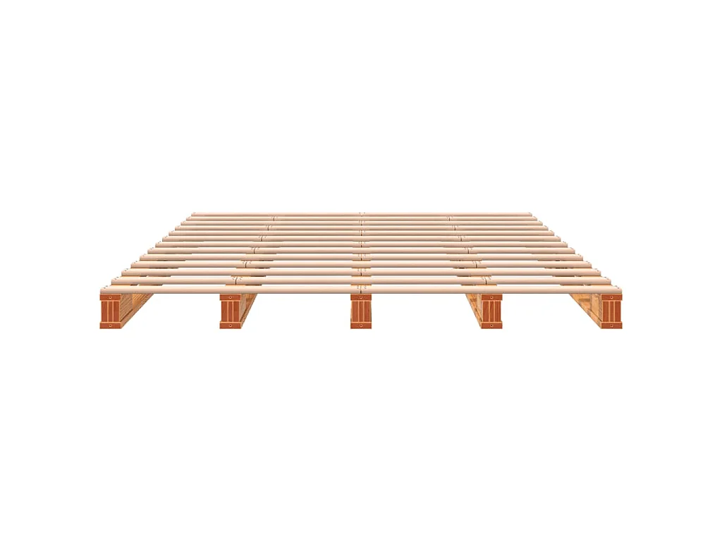 Cama de palets madera maciza de pino marrón cera 140x200 cm