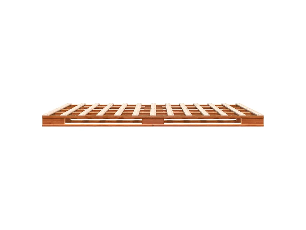 Cama de palets madera maciza de pino marrón cera 140x200 cm