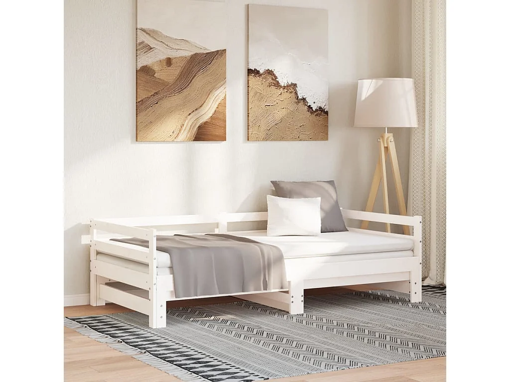 Lit de jour et lit gigogne sans matelas 90x190 cm bois massif