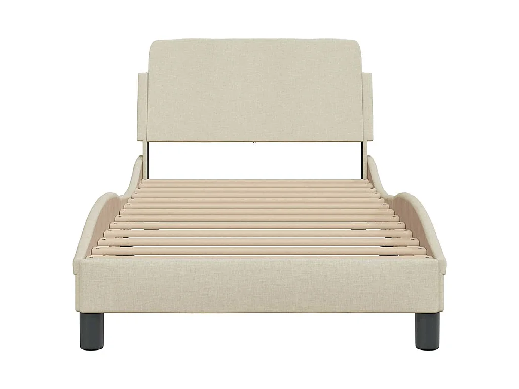 Cadre de lit avec tête de lit Dover crème 90x190cm tissu