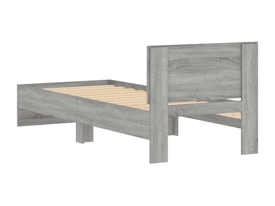 Giroletto con Testiera Grigio Sonoma 90x200cm Legno Multistrato