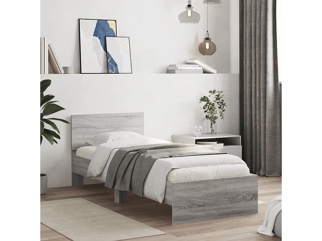 Cadre de lit sans matelas avec tête de lit 90x200 cm