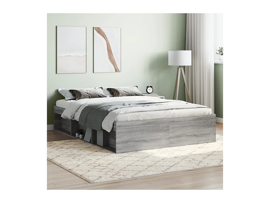 Cadre de lit sans matelas sonoma gris 135x190 cm