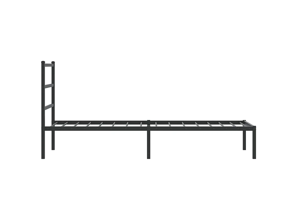 Cadre de lit métal sans matelas avec tête de lit noir 75x190 cm
