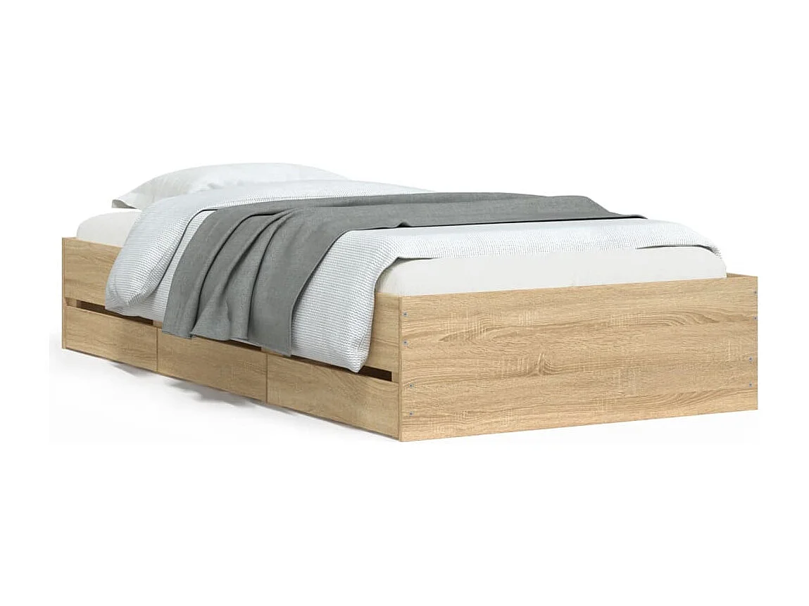 Bedframe met lades bewerkt hout sonoma eikenkleurig 100x200 cm