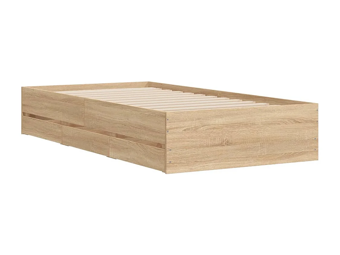 Bedframe met lades bewerkt hout sonoma eikenkleurig 100x200 cm