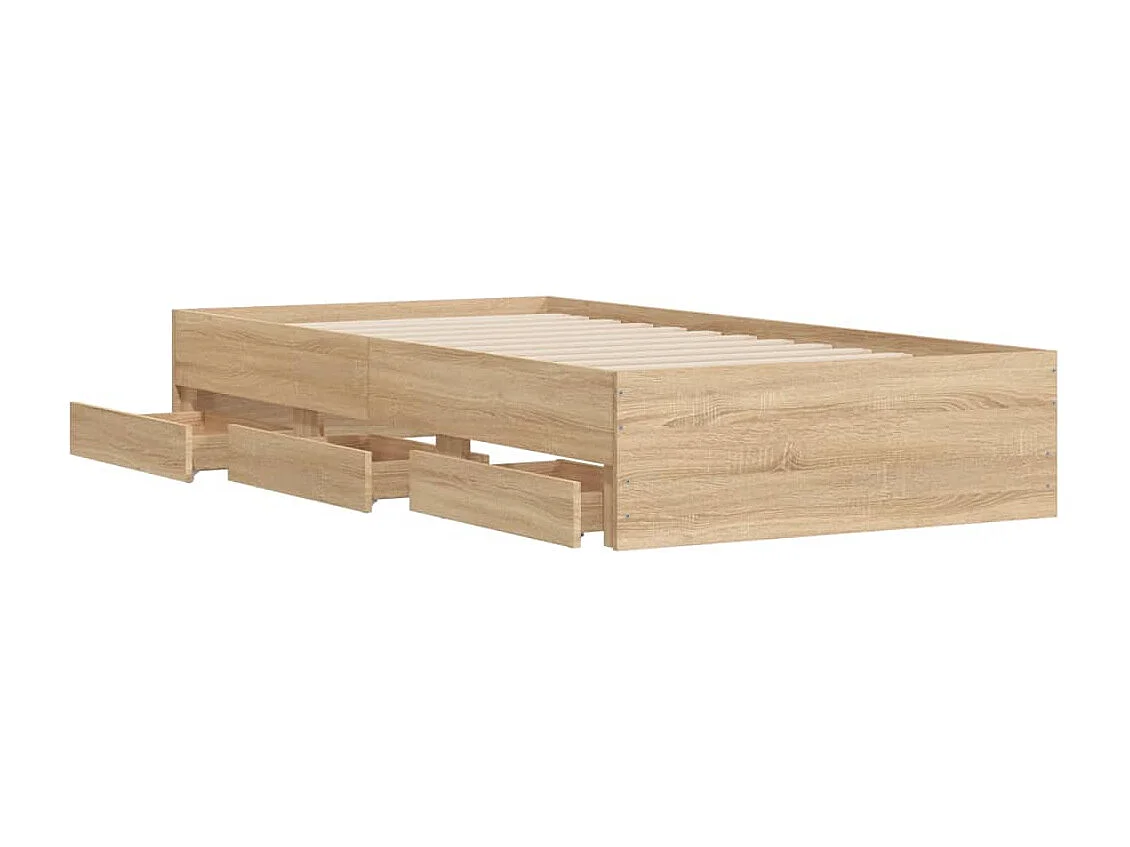 Bedframe met lades bewerkt hout sonoma eikenkleurig 100x200 cm